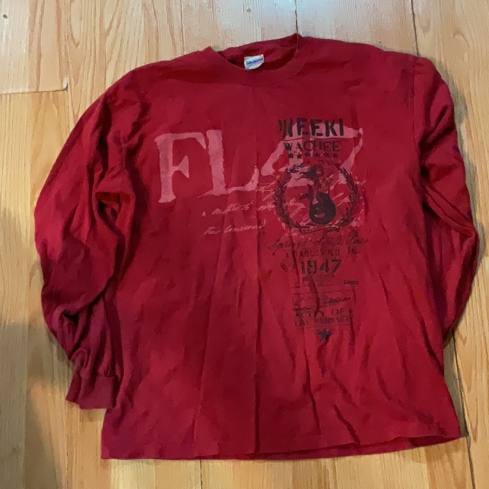 Red Long Sleeve Tee with Vintage Graphic
